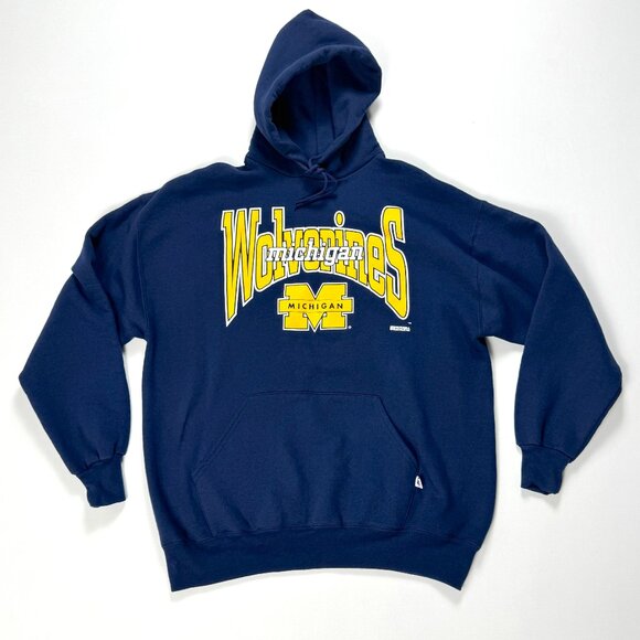 Vintage University Michigan Russell Athletic Hoodie Sweatshirt Sz XL UM Football - Picture 1 of 6